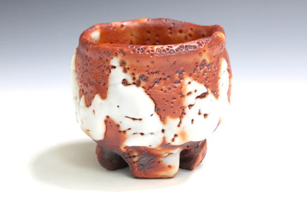 柳瀬美術店 / 林 正太郎「赤志野割高台ぐい呑」共箱[HAYASHI Shotato