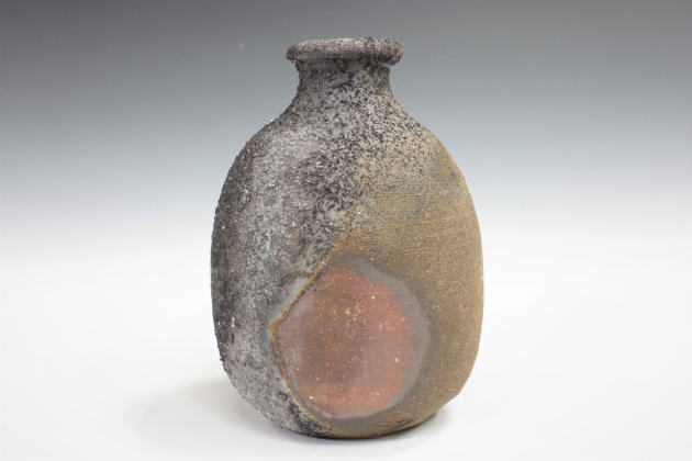 柳瀬美術店 / 藤原 雄 「備前窯変徳利-3」 共箱[FUJIWARA Yu]Sake bottle