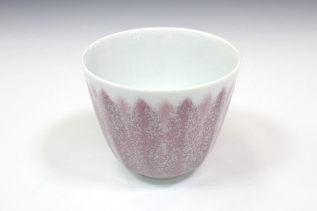 柳瀬美術店 / 斉藤勝美「彩磁鎬文盃」共箱[SAITO Katsumi]Sake cup